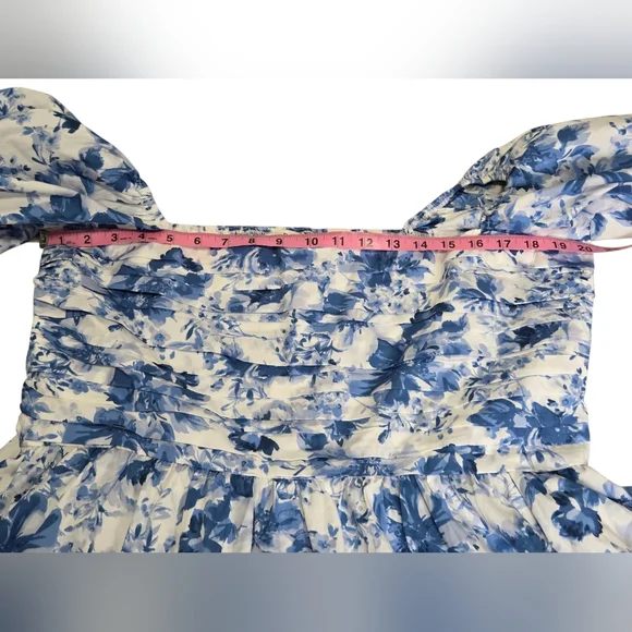 Abercrombie & Fitch NWT Emerson Poplin Puff Sleeve Midi Dress Blue- Size XL - Picture 4 of 7